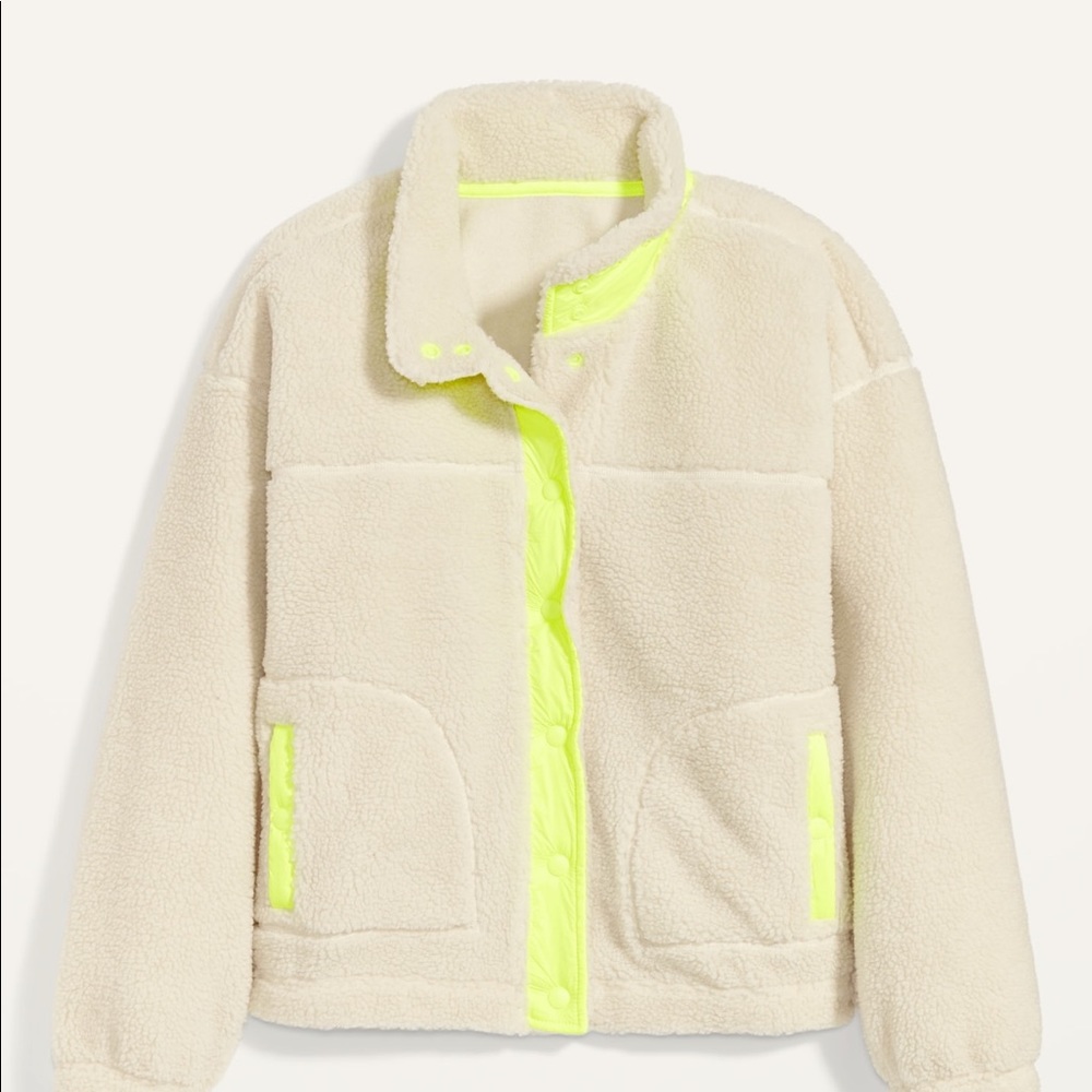 Old Navy Sherpa Snap-Front Flurry Crop Jacket
